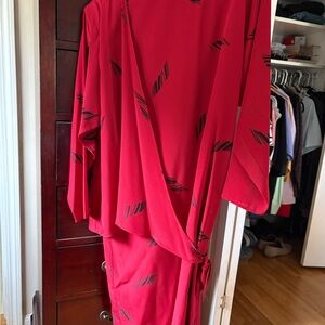 Elegant Red Long Sleeve Dress
